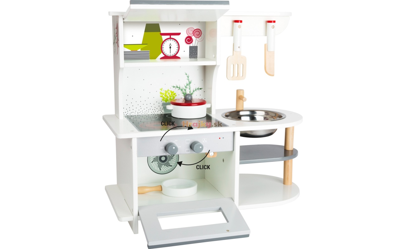 Drevená detská kuchynka pre malých šéfkuchárov.
