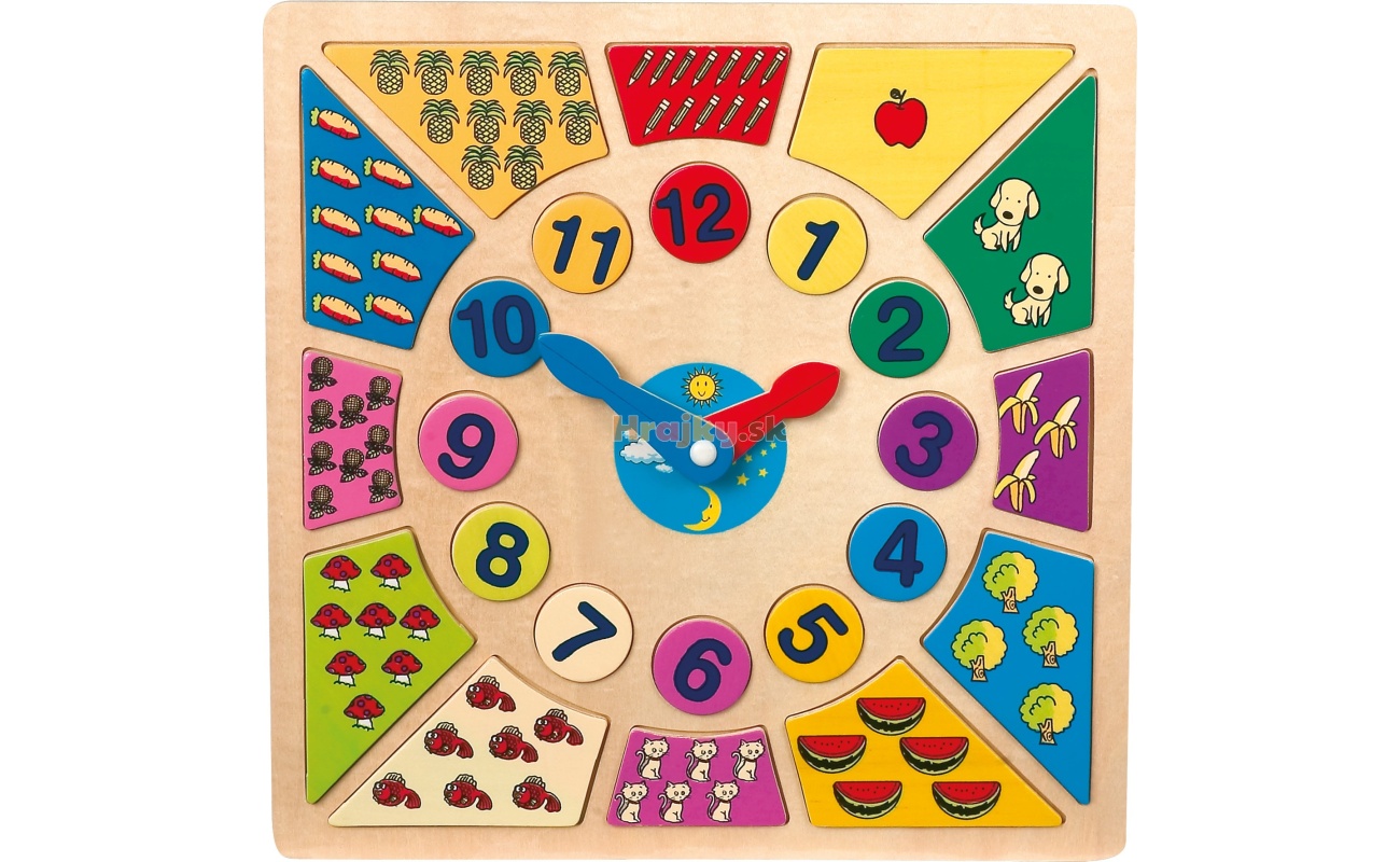 Drevené hodiny pre deti.